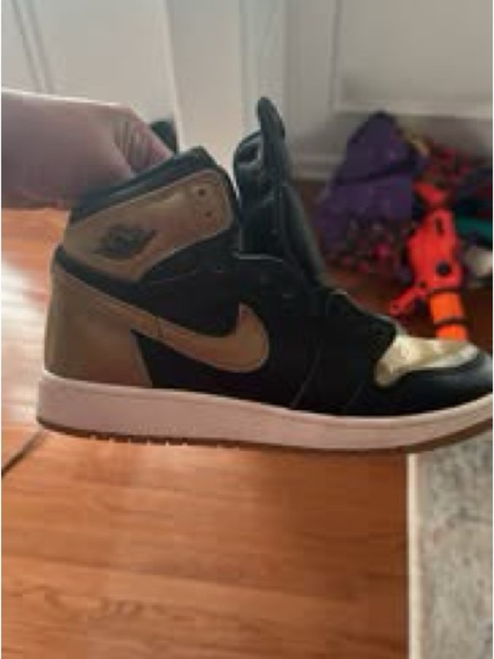 Nike Air Jordan 1 Mid Black and Gold Basketball Shoes